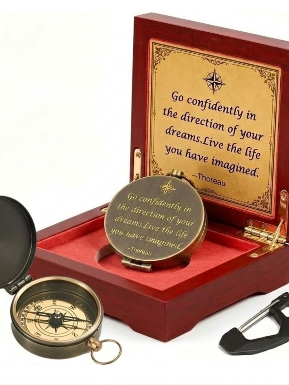 Vintage Brass Compass Gift Set